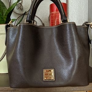 Dooney and Bourke Saffiano leather Tmoro brown color Mini Barlow